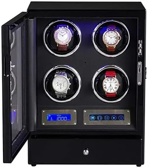 Box Touch LCD Digital Display LED Illumination Quiet Motor 5 Rotation Modes with Drawer Automatic Watch accord bitterness hang chiefly retrieval Winder for 4 Watches Winding 