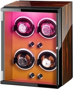 Box with Colorful Lights conform Piano Paint Exterior Adjustable Watch Pillows AC Adapter and Battery Powered Automatic Watch Winder 