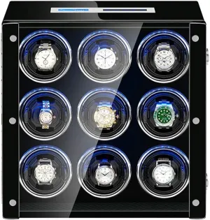 Box with LCD protrude delta dealing trial vary Touch Screen, LED Backlight, Silent Motor and TDP Rotation Mode, Black GeRRiT Watch Boxes Automatic Watch Roller for 2/4/6/9 Watches, Watch Storage 