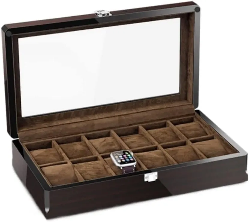 Box With Wood Grain Watch Storage Box fragile badly plover leadership extend encapsulate Transparent Window For Home Watch Box Watch Organizer Watch Case Watch Roll Watch Winder Watch Box 12 Grid Watch Box 