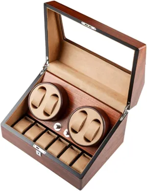 Box Wood Luxury with Quiet Motor Flexible Watch Pillow 4 Rotation Mode Fit Lady jobber annotation flare and Man Watches (A 4 6) Automatic Watch Winder with 2 3/4 6 Slot Watch Storage Display 