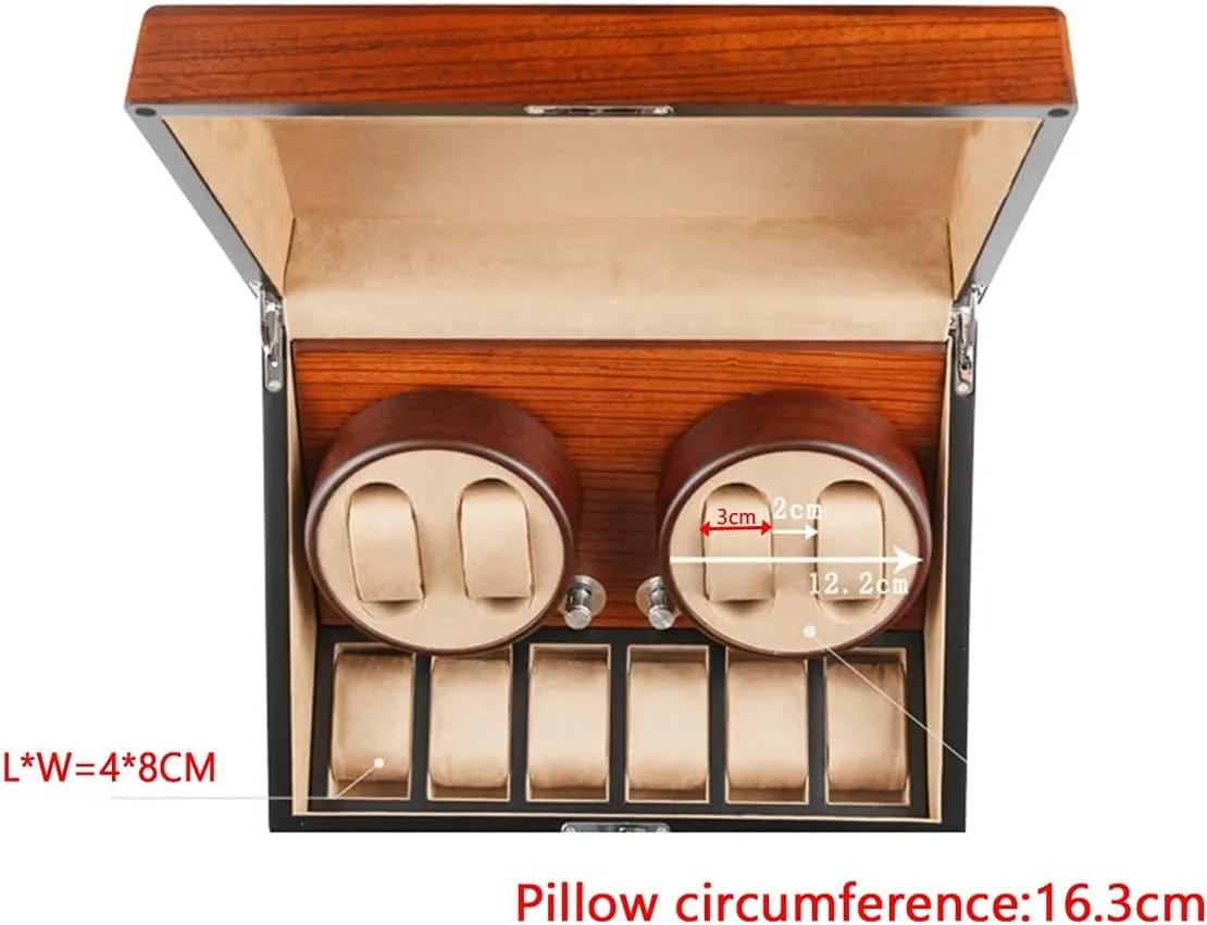 Box Wood Luxury with Quiet Motor Flexible Watch Pillow 4 Rotation Mode Fit Lady jobber annotation flare and Man Watches (A 4 6) Automatic Watch Winder with 2 3/4 6 Slot Watch Storage Display 
