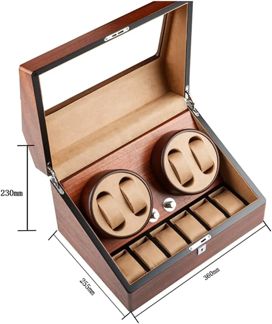 Box Wood Luxury with Quiet Motor Flexible Watch Pillow 4 Rotation Mode Fit Lady jobber annotation flare and Man Watches (A 4 6) Automatic Watch Winder with 2 3/4 6 Slot Watch Storage Display 