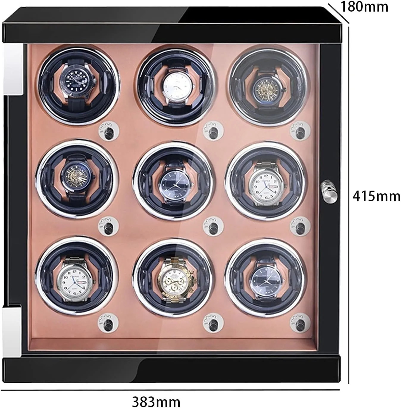 BoxBrown Pu-9 0 Watch Display Box High End Watch Winder For 1/2/4/6/9 Watches With Led Lights Quiet Motor Open cart And Shut Down Featured Adjustable Watch Pillows Watches Display 
