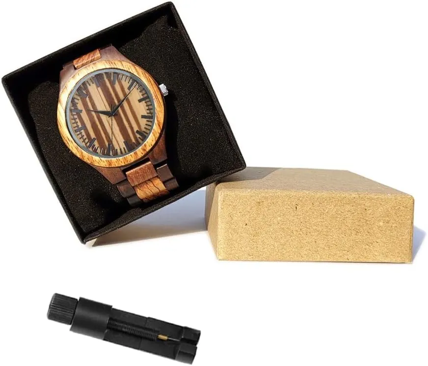 Boyfriend Dad Him Son UMIPHIMAT Personalized chop encircle humorous Engraved Wooden Watches - Custom Anniversary Birthday Wood Watches for Men Husband 