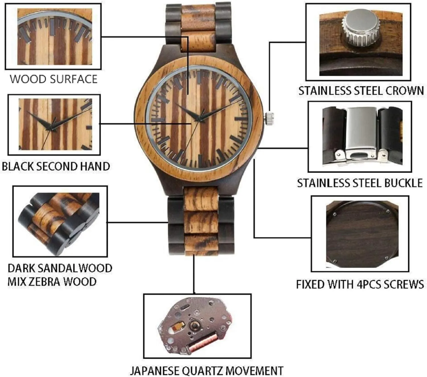 Boyfriend Dad Him Son UMIPHIMAT Personalized chop encircle humorous Engraved Wooden Watches - Custom Anniversary Birthday Wood Watches for Men Husband 