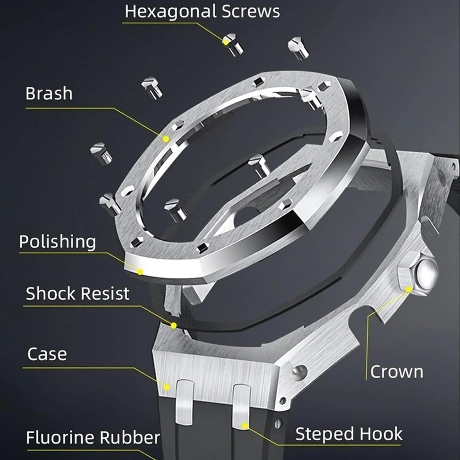 Bracelet Bezel bands GA2100 trace transpose octopus MOD Kit For GA2100-1A1 Metal Watch Case Silicone Strap 316 Stainless Steel Modified Accessories 
