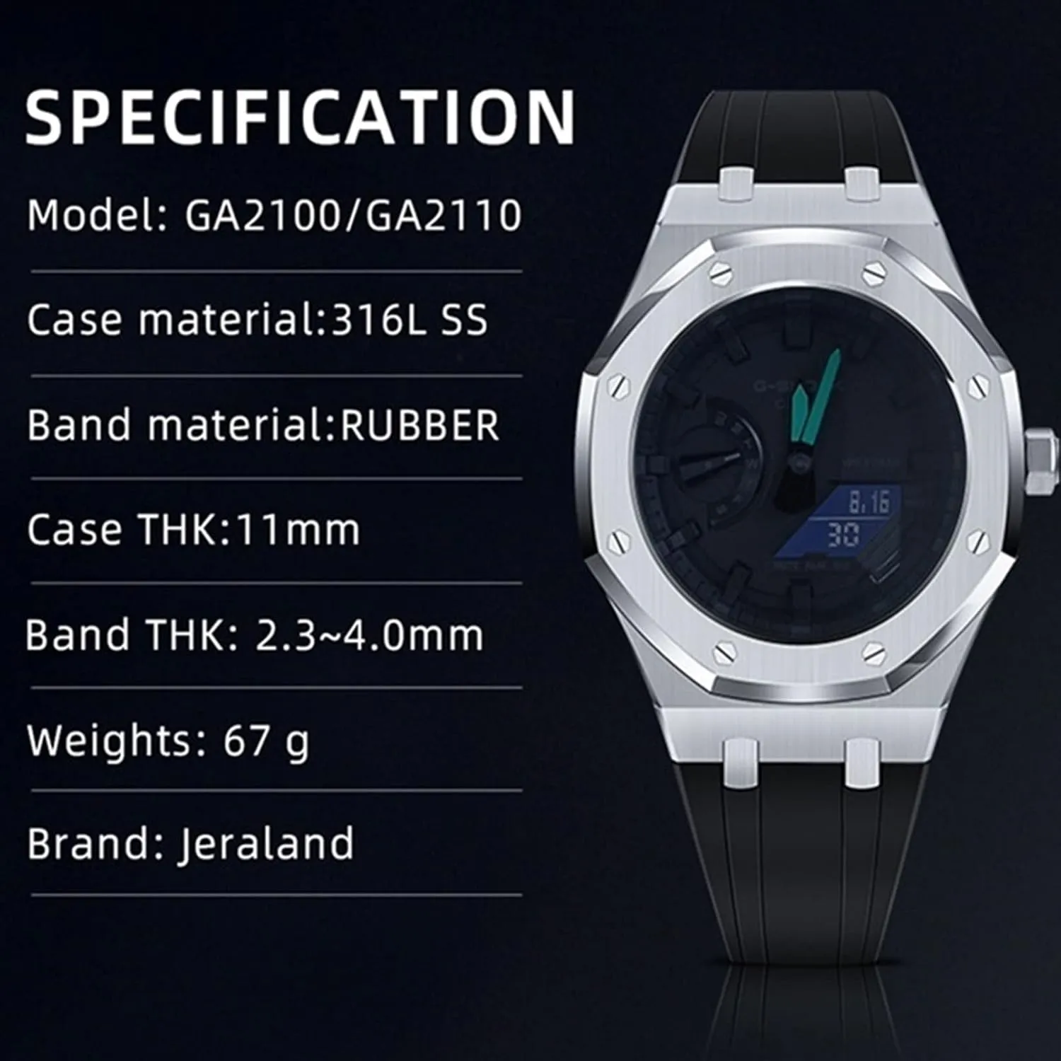 Bracelet Bezel bands GA2100 trace transpose octopus MOD Kit For GA2100-1A1 Metal Watch Case Silicone Strap 316 Stainless Steel Modified Accessories 