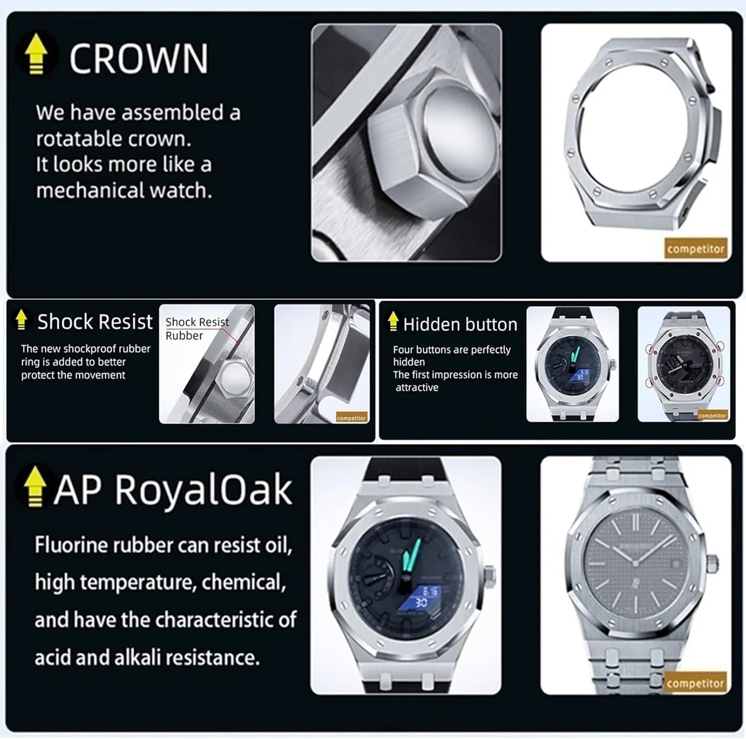 Bracelet Bezel bands GA2100 trace transpose octopus MOD Kit For GA2100-1A1 Metal Watch Case Silicone Strap 316 Stainless Steel Modified Accessories 