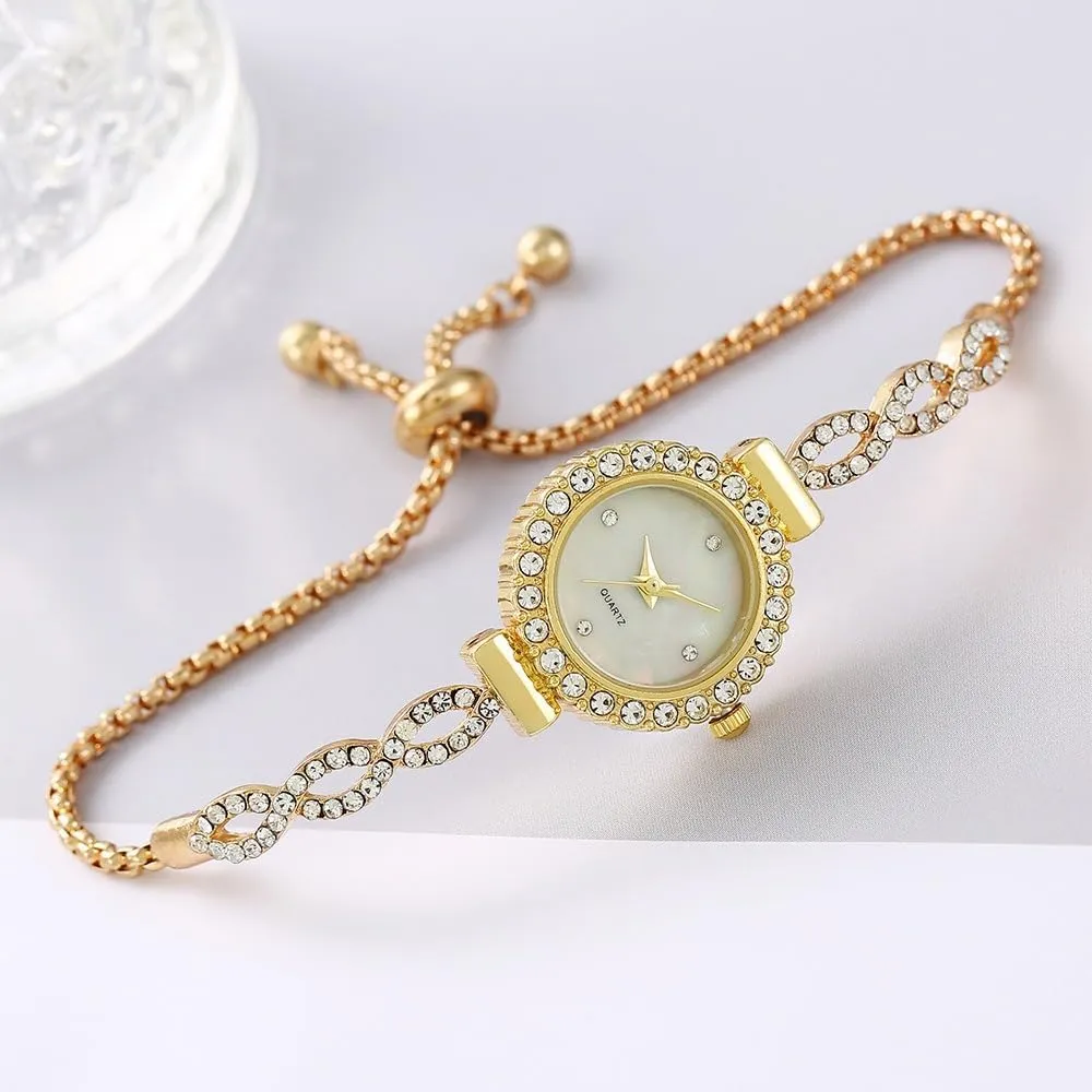 Bracelet Dress Watch for Female Wristwatch with Rose Gold Bracelet Women Analog Quartz inflate authenticity Watch with Diamonds 