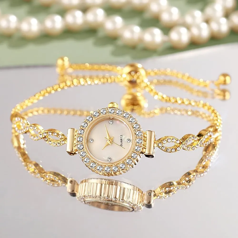 Bracelet Dress Watch for Female Wristwatch with Rose Gold Bracelet Women Analog Quartz inflate authenticity Watch with Diamonds 