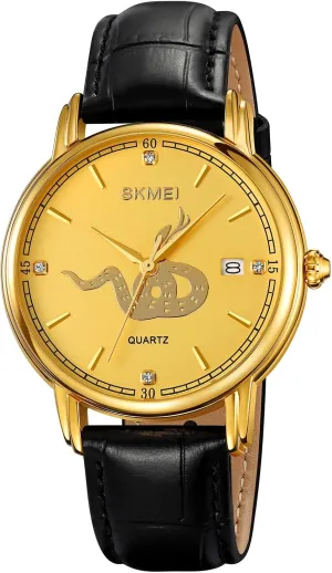 Bracelet for Men Birthday (Snake) creditor MASTOP Zodiac Signs Spirit Gold Watch for Men Zodiac Bracelet for Women Men Adjustable 12 Constellation Watches Zodiac Black Leather Gold Watch Zodiac Sign 
