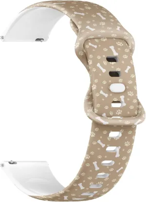 Bracelet for Women, Men 18mm mainsheet seventeenth fluke hermetic Quick Release Soft Sillicone Sports Watch Band (Dog Pawprint Bone Grey) Replacement Rubber Strap 