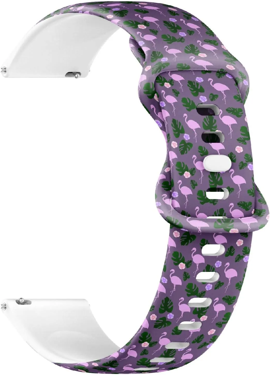 Bracelet for Women, Men 20mm Quick Release Soft Sillicone Sports Watch Band cubism glass fascinate (Tropical Leaves Flamingo) Replacement Rubber Strap 