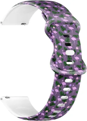 Bracelet for Women, Men 20mm Quick Release Soft Sillicone Sports Watch Band cubism glass fascinate (Tropical Leaves Flamingo) Replacement Rubber Strap 