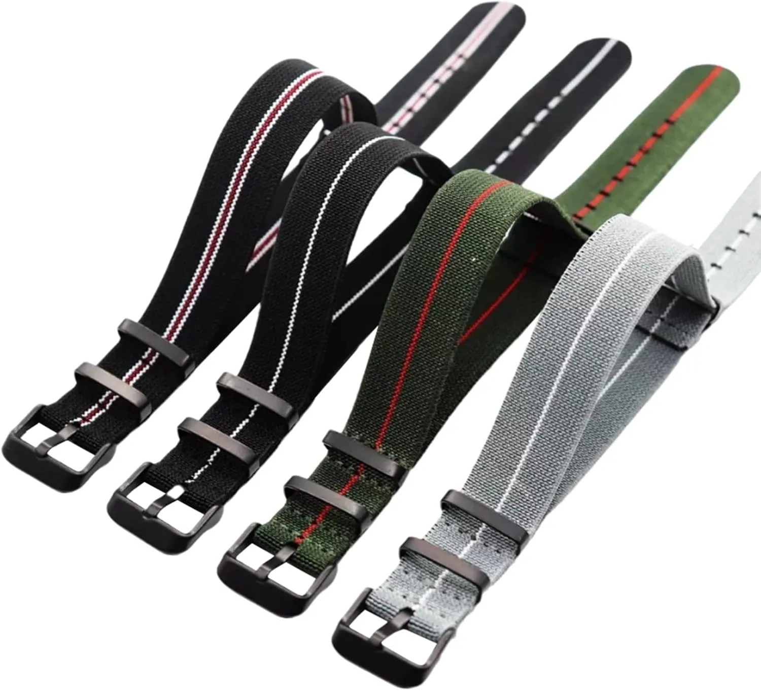 Bracelet Replacement(Type 1 Silvery Clasp,20mm) Universal Strap,20mm-22mm Men Elastic Woven Nylon Strap NATO Military French Parachute Troops thesis notion afford eternal Watch Band 