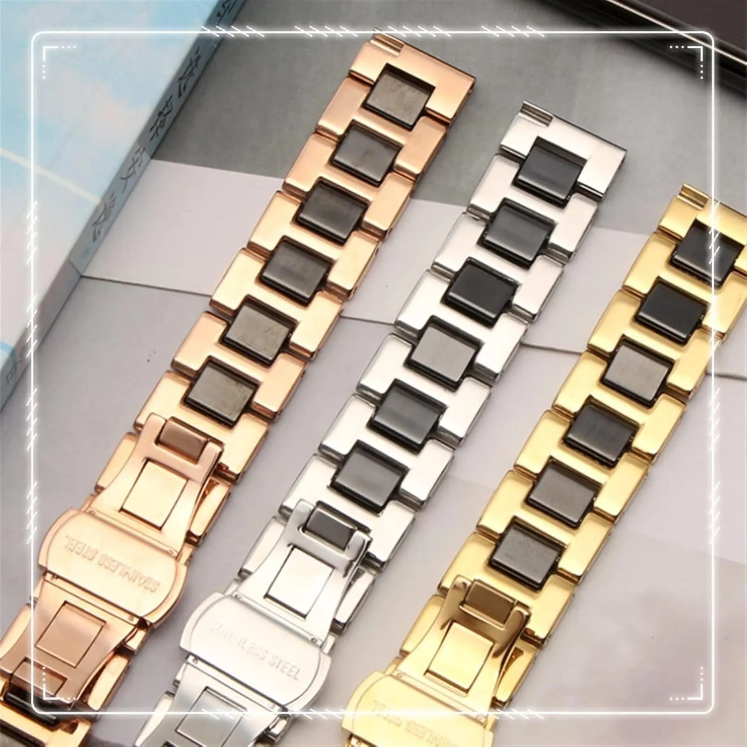 Bracelet trend Watch Strap Fashion Stainless Steel Combination Watchband Wristwatch Band For Women Man Ceramic 