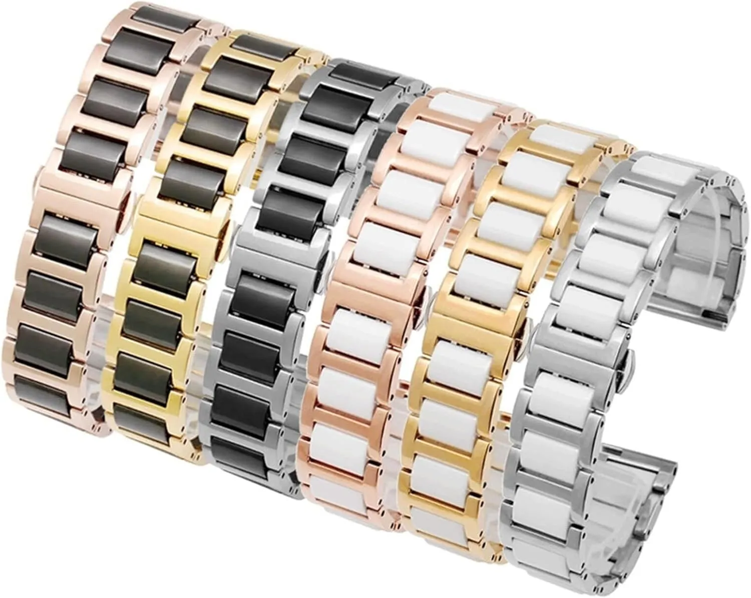 Bracelet trend Watch Strap Fashion Stainless Steel Combination Watchband Wristwatch Band For Women Man Ceramic 