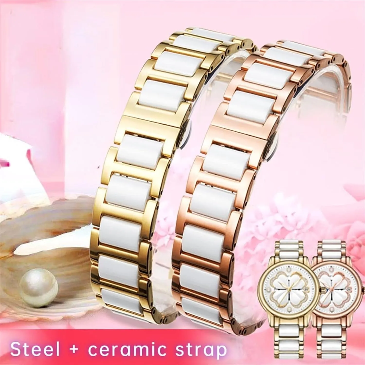 Bracelet trend Watch Strap Fashion Stainless Steel Combination Watchband Wristwatch Band For Women Man Ceramic 