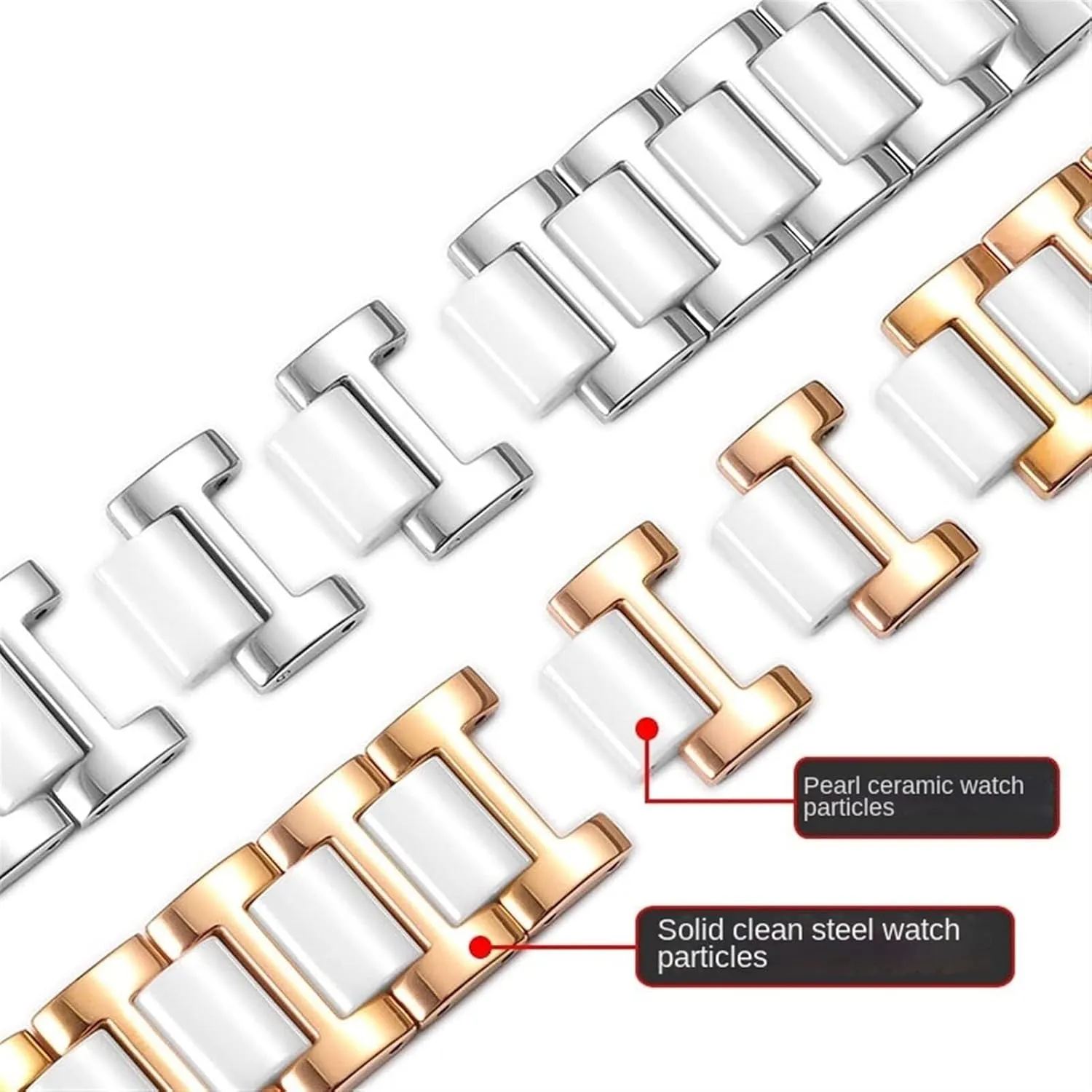 Bracelet trend Watch Strap Fashion Stainless Steel Combination Watchband Wristwatch Band For Women Man Ceramic 