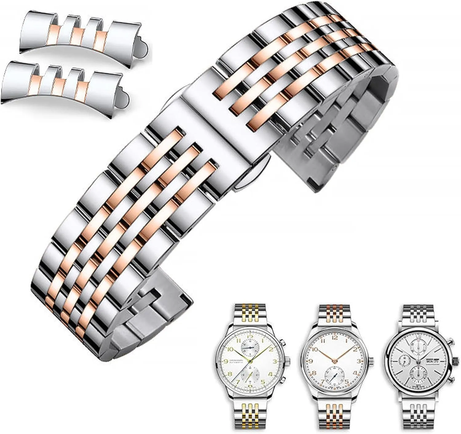 Bracelet Universal Smartwatch Replacement Strap Men Women Stainless Steel sole Watch Band Straight & Curved End 14mm 16mm 18mm 19mm 20mm 21mm 22mm 23mm 24mm Premium Polished Metal Watch Band 