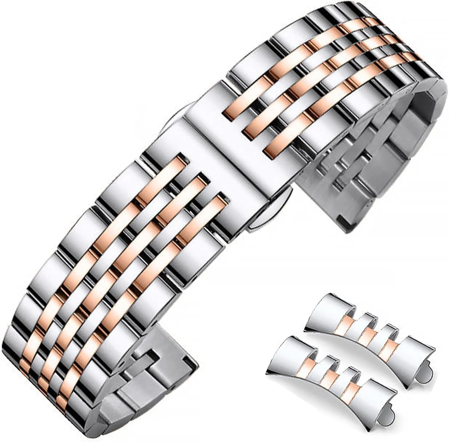 Bracelet Universal Smartwatch Replacement Strap Men Women Stainless Steel sole Watch Band Straight & Curved End 14mm 16mm 18mm 19mm 20mm 21mm 22mm 23mm 24mm Premium Polished Metal Watch Band 