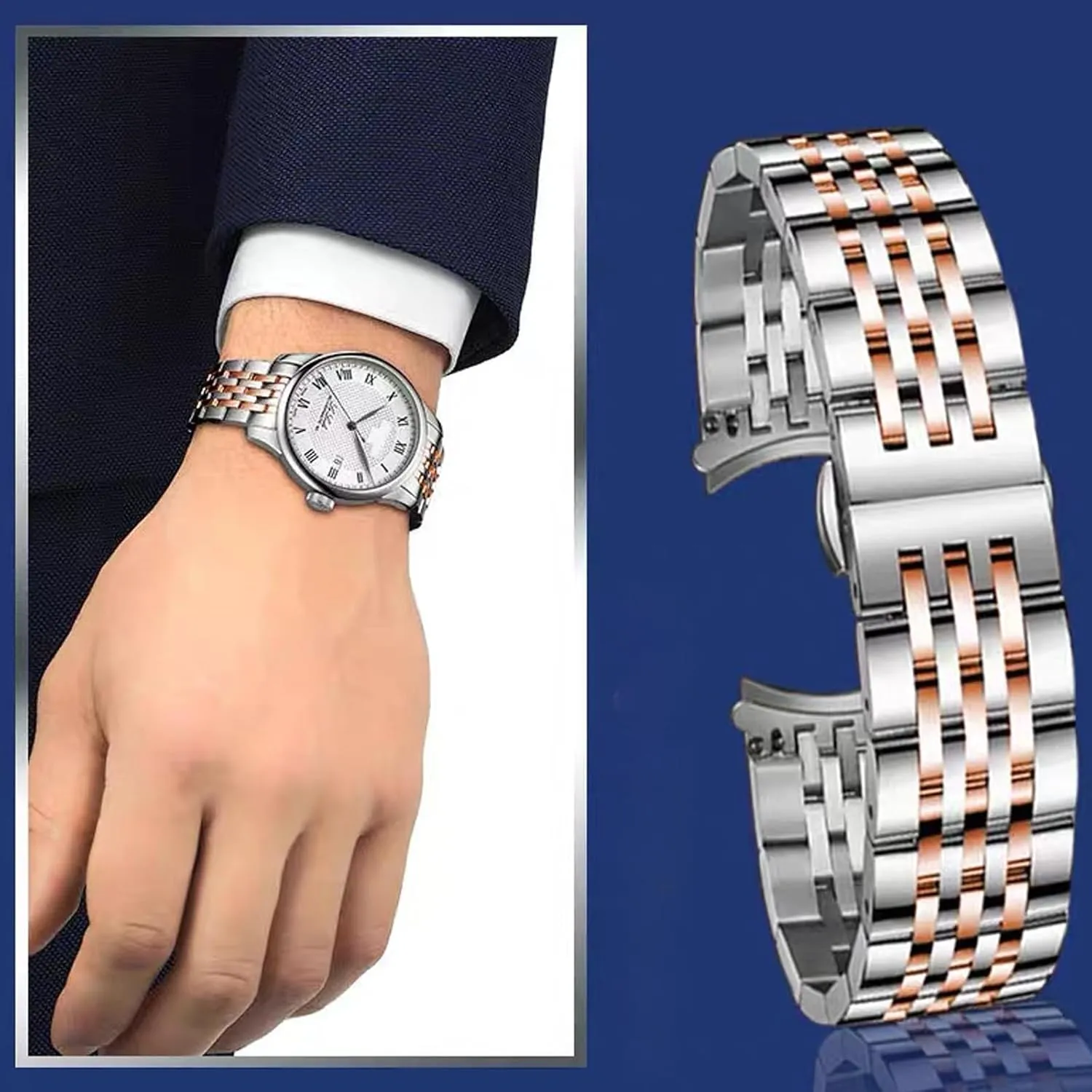 Bracelet Universal Smartwatch Replacement Strap Men Women Stainless Steel sole Watch Band Straight & Curved End 14mm 16mm 18mm 19mm 20mm 21mm 22mm 23mm 24mm Premium Polished Metal Watch Band 