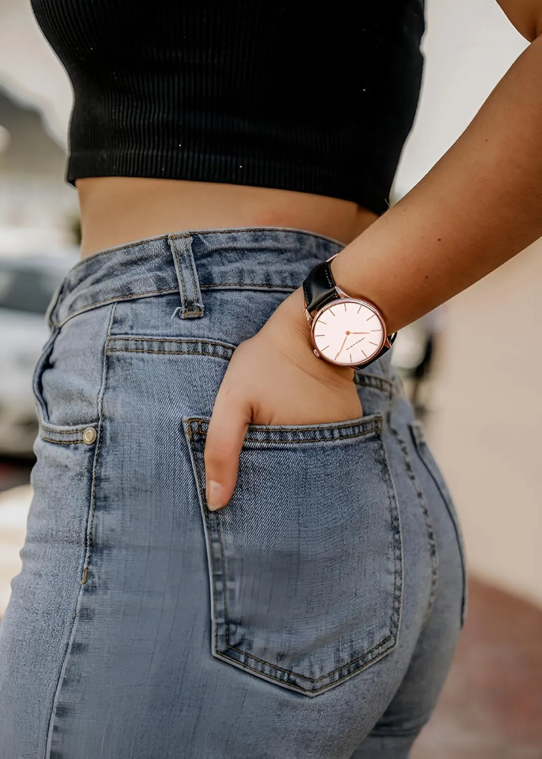 Bracelet Watch with Leather Strap Fashion Women Watches Minimalist pliable Wrist Watch Quartz Analog 
