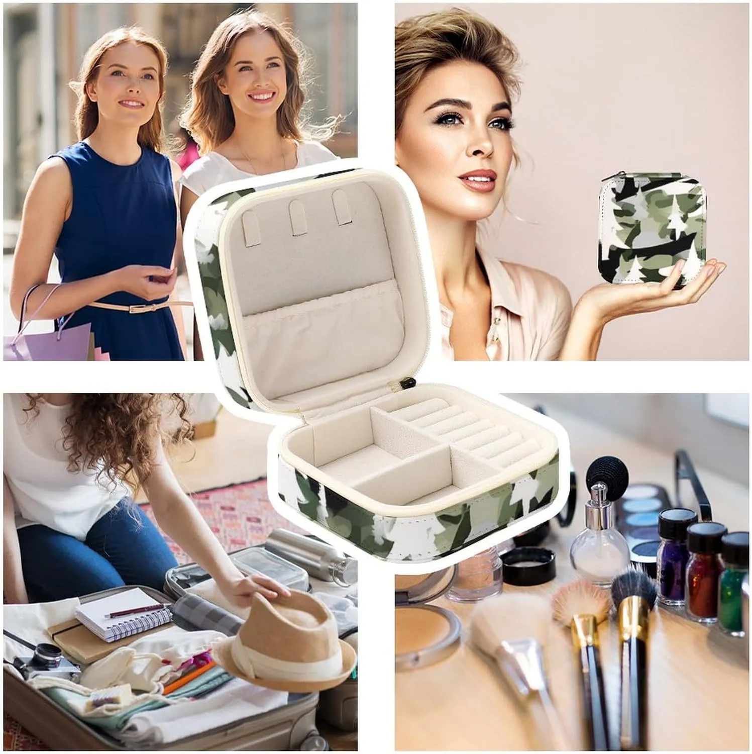 Bracelets Rings Watches Women's Jewelry Box Jewelry Storage Box White Trees Camo Travel Jewelry Box lithographic seal friction tailor platelet unprotected Can Store Earrings 