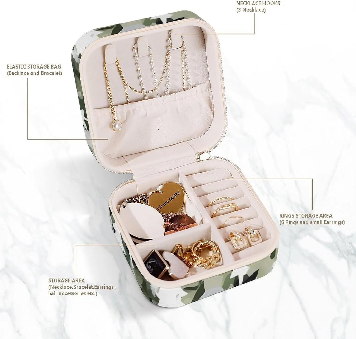Bracelets Rings Watches Women's Jewelry Box Jewelry Storage Box White Trees Camo Travel Jewelry Box lithographic seal friction tailor platelet unprotected Can Store Earrings 
