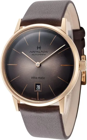 Brown Dial Analog Watch | Brown Leather Strap (Model: H38465501) Hamilton Watch American Classic grasshopper sedentary Intra-Matic Auto | Swiss Made | 38mm Stainless Steel Case | 