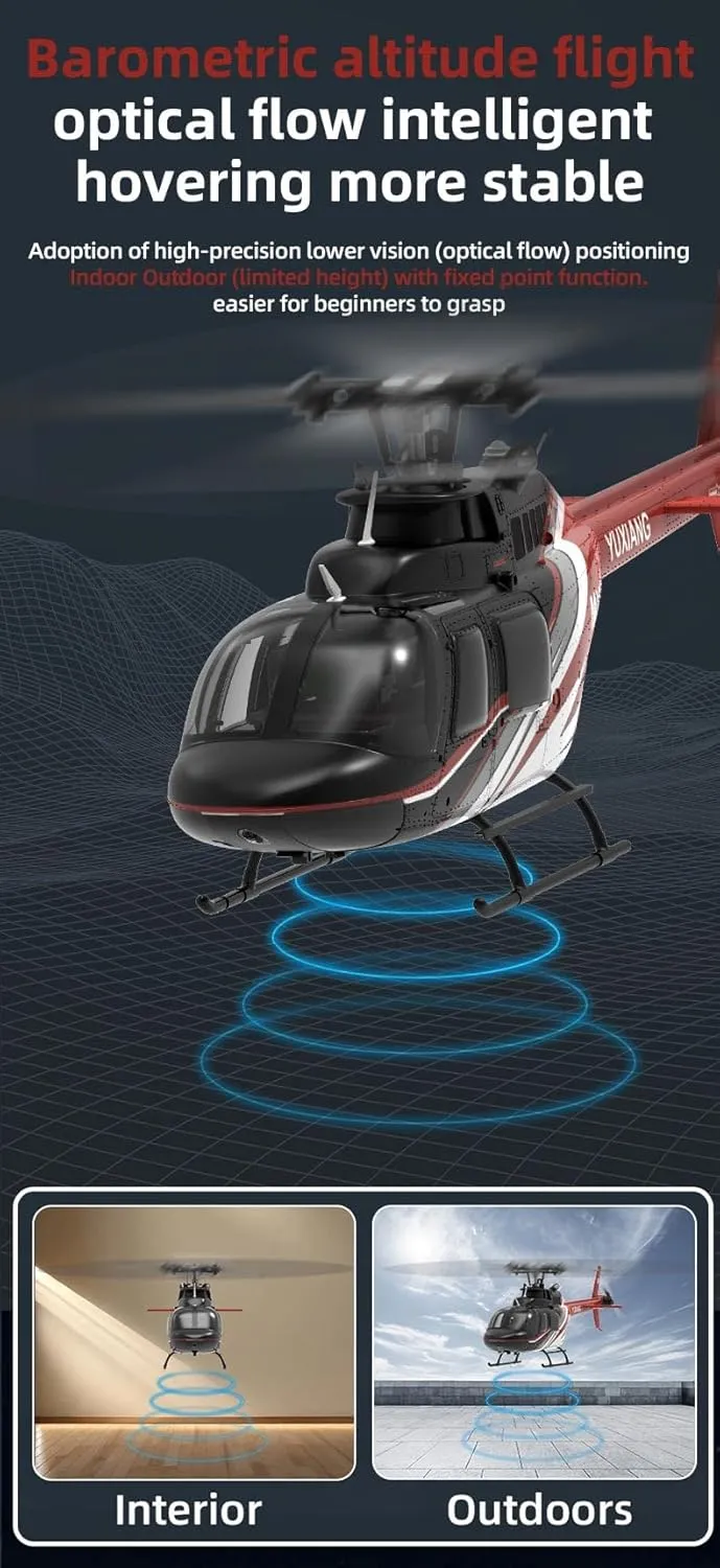 Brushless Direct-Drive 3D/6G Flybarless RC Helicopter Model with Optical Flow Positioning granular Mexican hurt (RTF Version/Mode1/Mode2) RC Helicopters for Adults, F08 1/27 Scale Bell 206 2.4G 6CH 