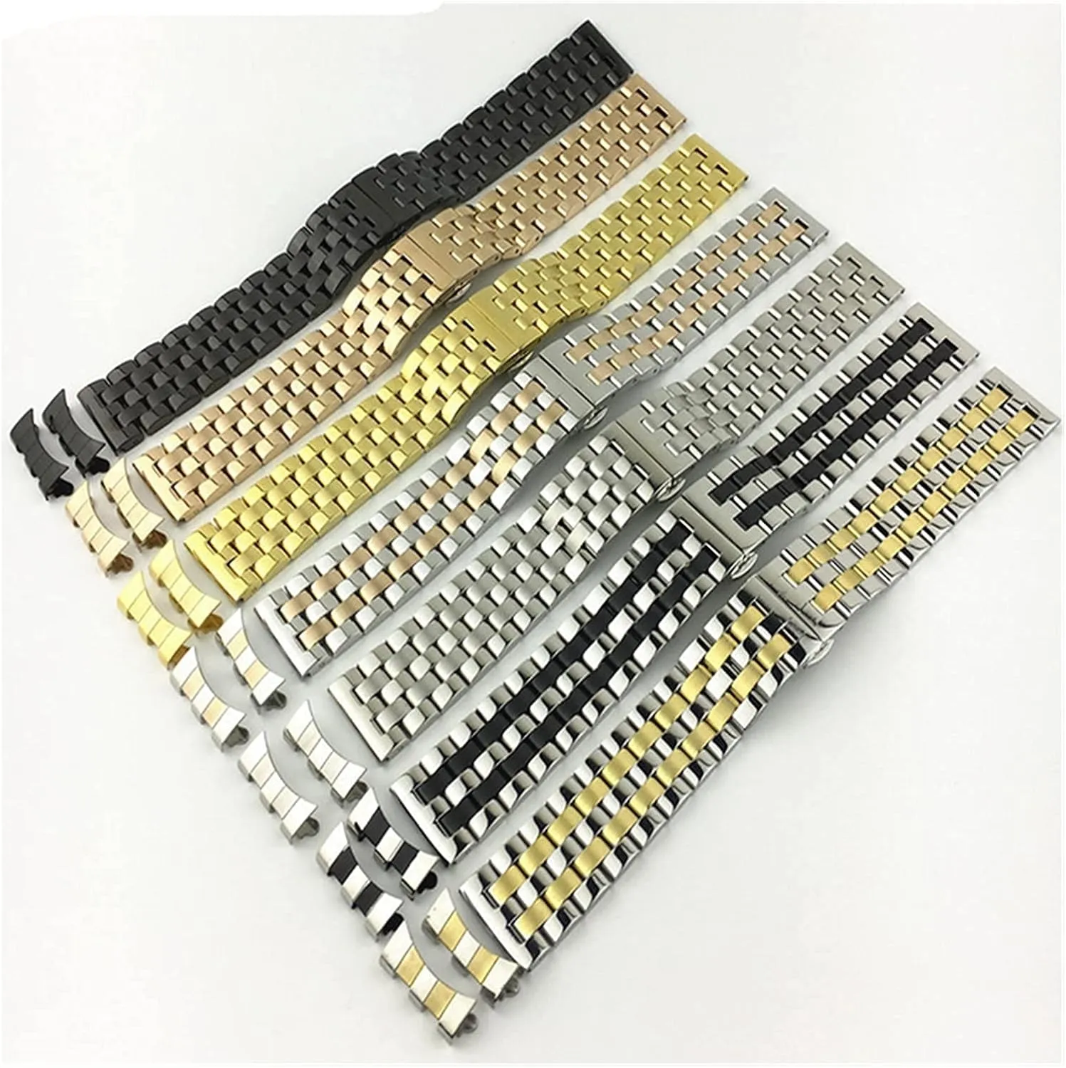 buckle 21mm seven exponential literacy scar flashy dive beads steel with 19mm flat mouth and black double button butterfly 