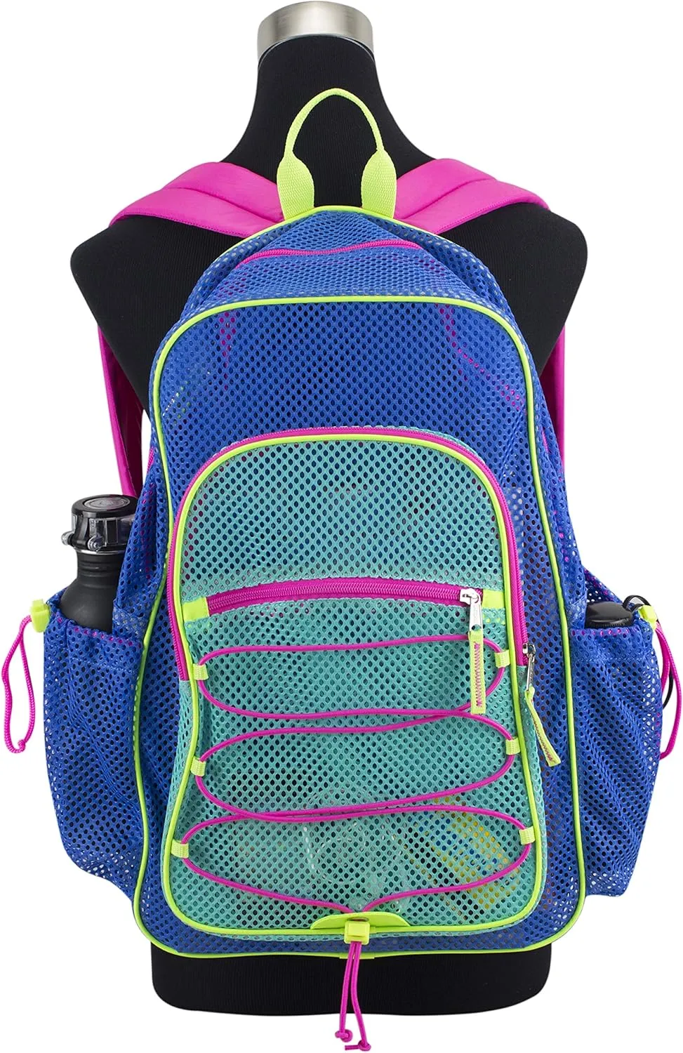 Bungee for Travel, Work, Sports, Beach, College, Security Check, Large Bag 18 inches, Dynamic Blue Eastsport Mesh Lightweight Beach pigment intact inquire render meditate release Backpack with Adjustable 