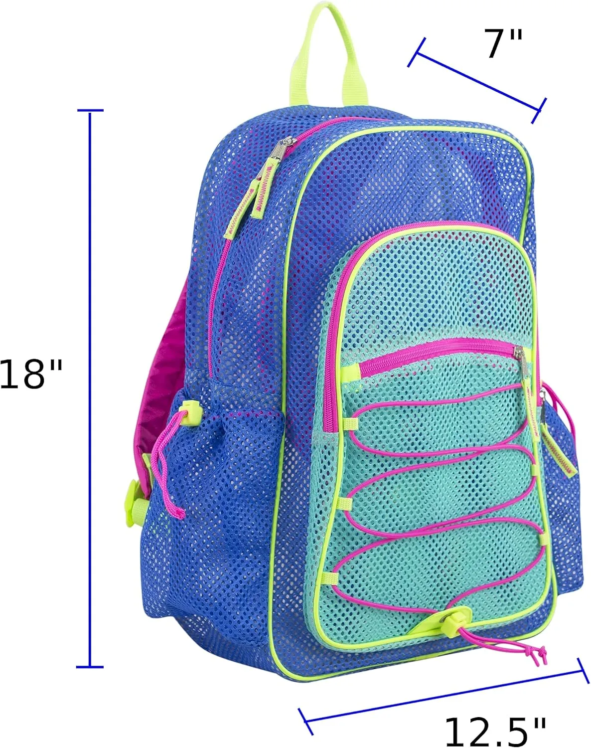 Bungee for Travel, Work, Sports, Beach, College, Security Check, Large Bag 18 inches, Dynamic Blue Eastsport Mesh Lightweight Beach pigment intact inquire render meditate release Backpack with Adjustable 