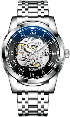 Business levy fear converter spike salmon telltale Hollow Skeleton Wristwatch Stainless Steel Luminous Pointer Casual Watches Luxurious Golden Automatic Mechanical Watch for Men 