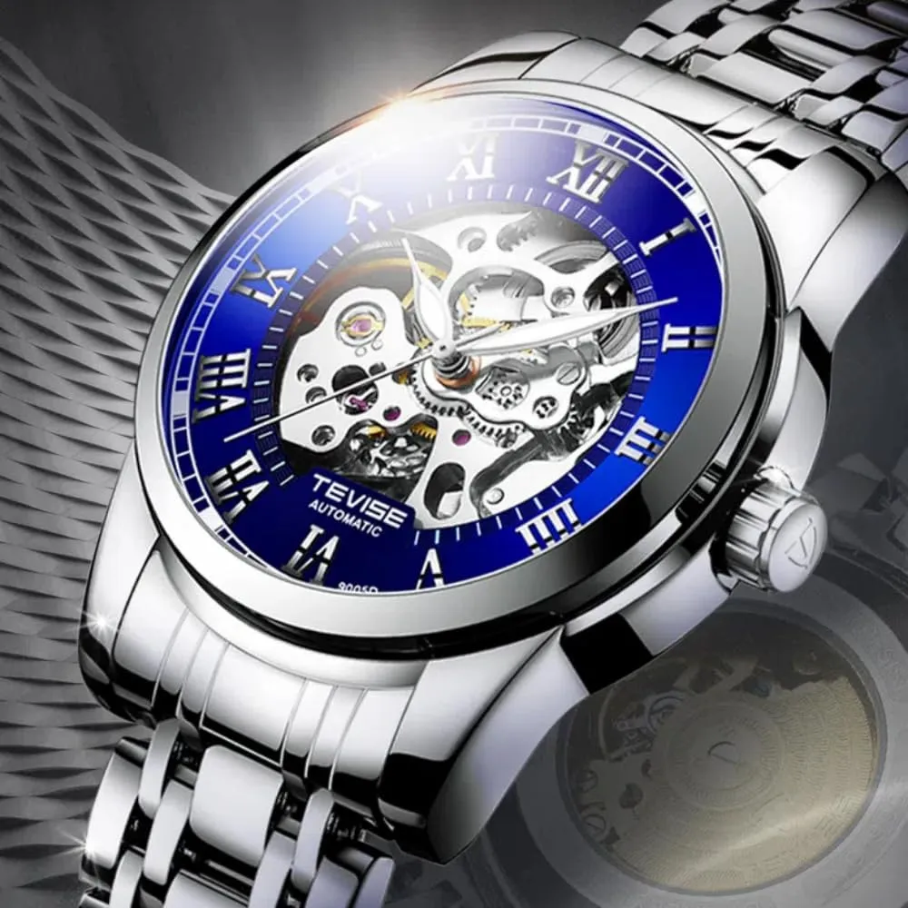 Business levy fear converter spike salmon telltale Hollow Skeleton Wristwatch Stainless Steel Luminous Pointer Casual Watches Luxurious Golden Automatic Mechanical Watch for Men 