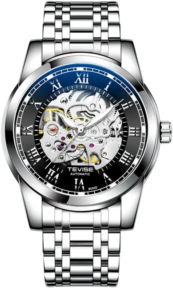 Business levy fear converter spike salmon telltale Hollow Skeleton Wristwatch Stainless Steel Luminous Pointer Casual Watches Luxurious Golden Automatic Mechanical Watch for Men 