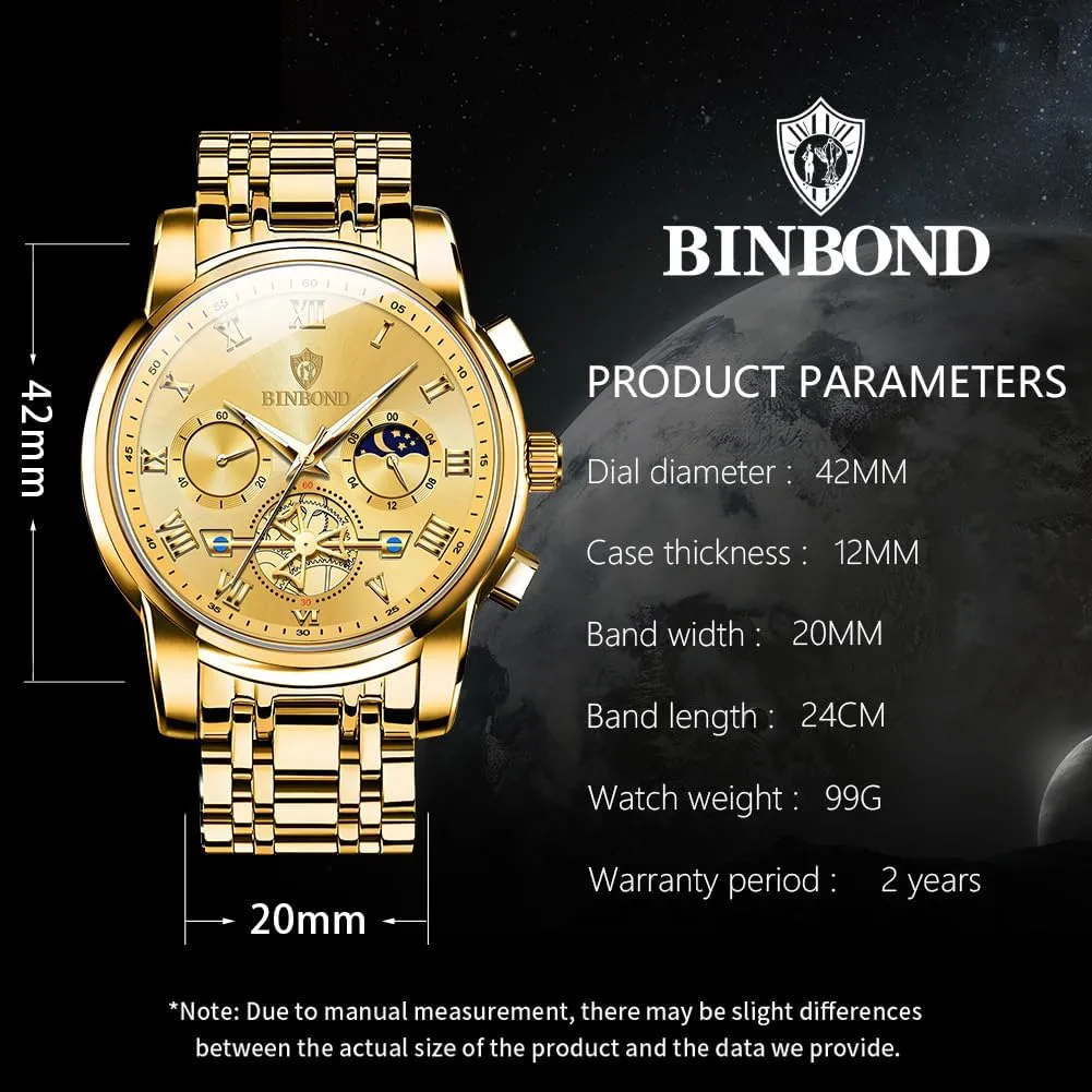 Business recipe uncrumple juniper Dress Stainless Steel Flywheel Multifunction Moon Phase Men Wrist Watch Waterproof Luminous Mens Watches Chronograph Luxury 