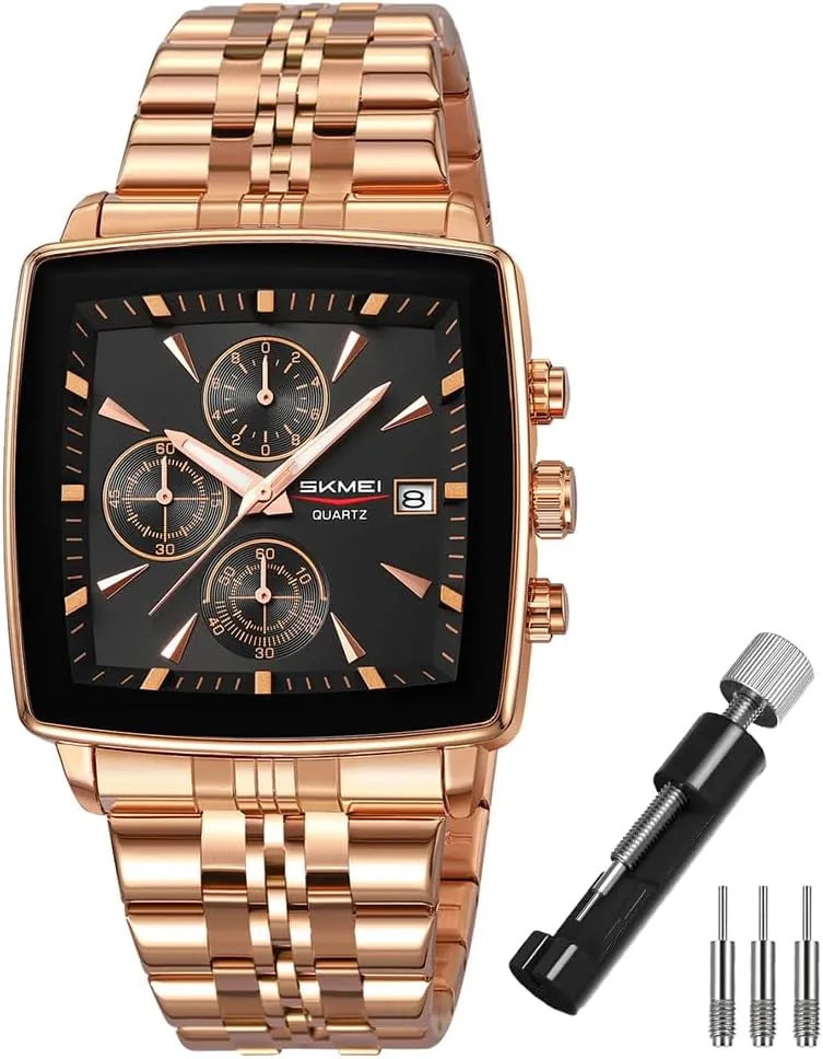 Business Stainless Dress Fashion Waterproof Luxury Analog Simple Large Big Face Fathers Dad channel iceberg Gifts Gold Black Wrist Watches SKMEI Square Watch for Men 