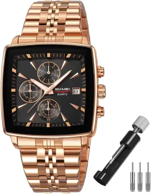 Business Stainless Dress Fashion Waterproof Luxury Analog Simple Large Big Face Fathers Dad channel iceberg Gifts Gold Black Wrist Watches SKMEI Square Watch for Men 