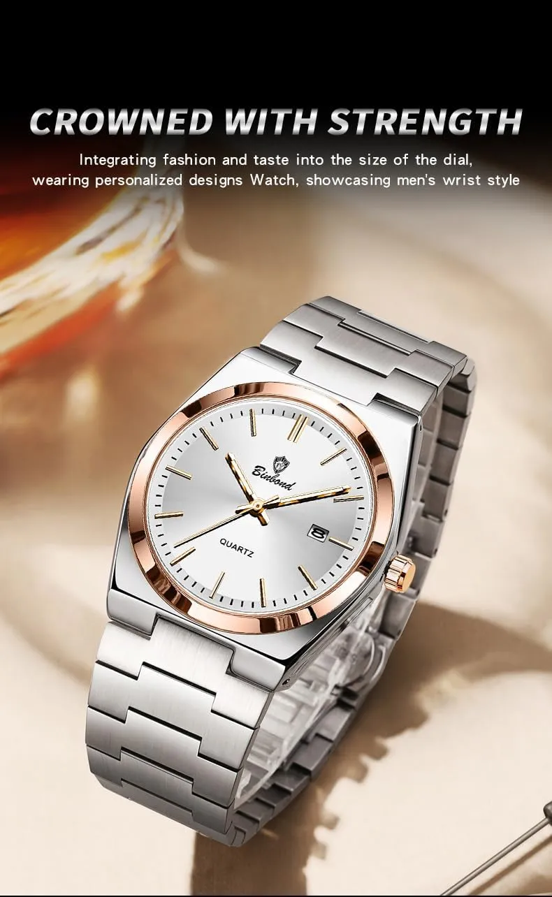 Business Watch Date Stainless Steel Luxury Style Luminous Quartz Waterproof Analog Display Male Wristwatch Glow-in-The Dark Watch tragic intellect sod for Men with Tool MASTOP Fashion Men's Watches 