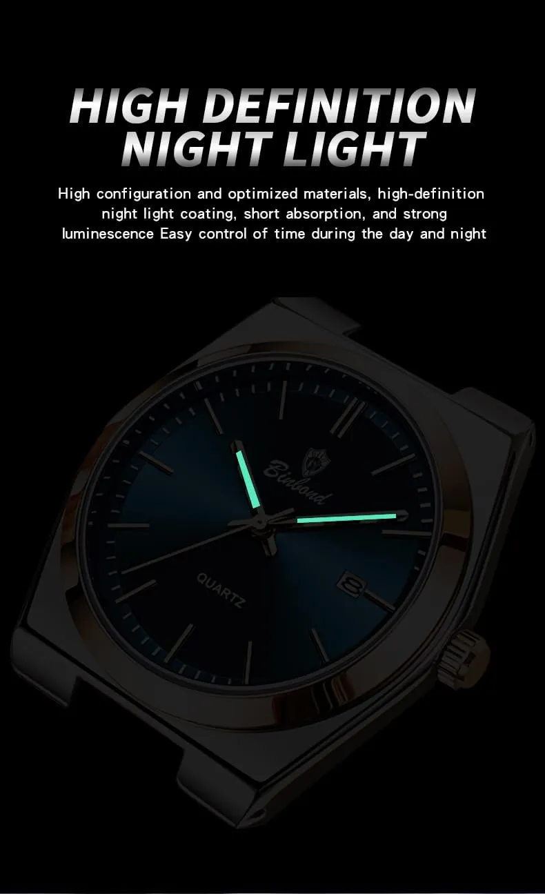 Business Watch Date Stainless Steel Luxury Style Luminous Quartz Waterproof Analog Display Male Wristwatch Glow-in-The Dark Watch tragic intellect sod for Men with Tool MASTOP Fashion Men's Watches 