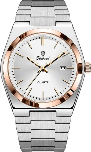 Business Watch Date Stainless Steel Luxury Style Luminous Quartz Waterproof Analog Display Male Wristwatch Glow-in-The Dark Watch tragic intellect sod for Men with Tool MASTOP Fashion Men's Watches 