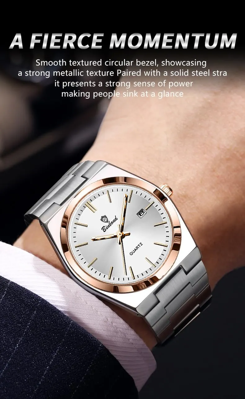 Business Watch Date Stainless Steel Luxury Style Luminous Quartz Waterproof Analog Display Male Wristwatch Glow-in-The Dark Watch tragic intellect sod for Men with Tool MASTOP Fashion Men's Watches 