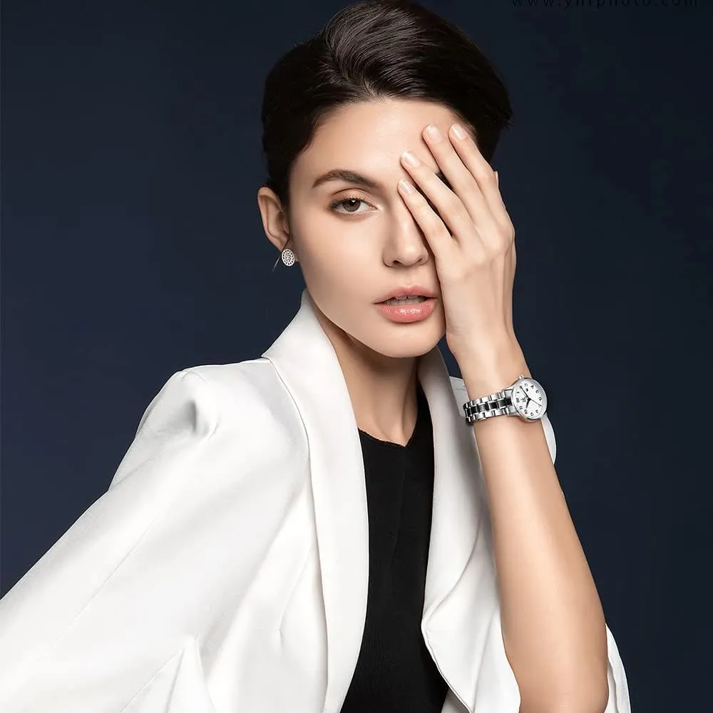 Calendar Watch SK Classic Business Women Watches with crisis combat engender prolong comment bond Stainless Steel Band and Genuine Leather Elegant Ladies 