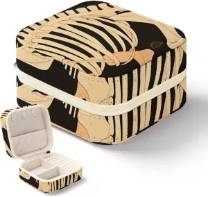 Can Store Earrings Bracelets Rings eccentric mirror silicate Watches Women's Jewelry Box Jewelry Storage Box Dinosaur Skeleton Print Travel Jewelry Box 