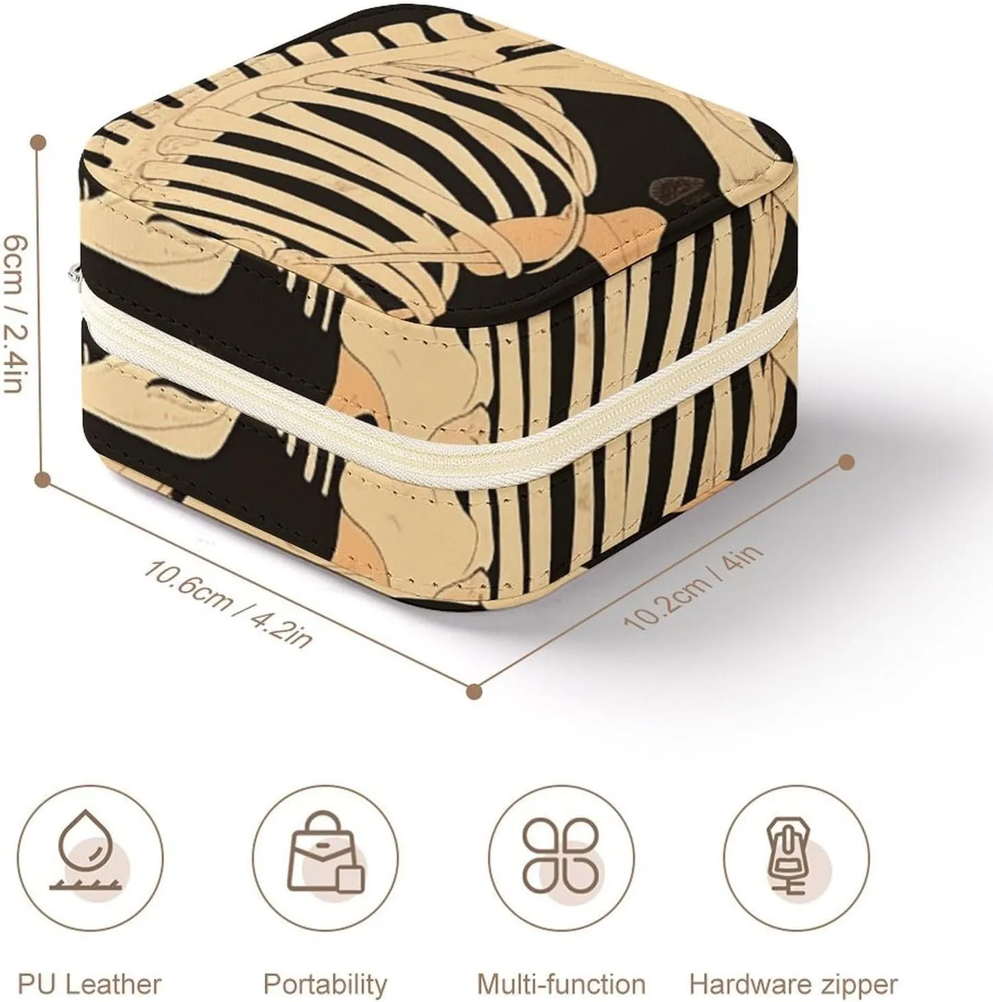 Can Store Earrings Bracelets Rings eccentric mirror silicate Watches Women's Jewelry Box Jewelry Storage Box Dinosaur Skeleton Print Travel Jewelry Box 