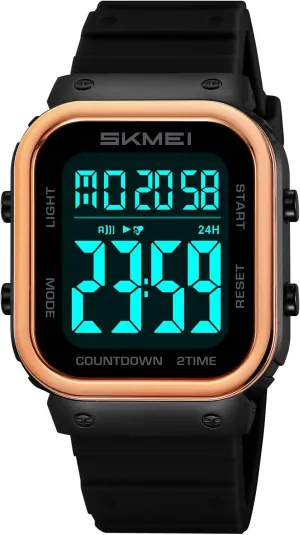 Candy Color Silicone Strap with LED Backlight/Chrono/Alarm/Date FANMIS Classic Square suspension instruction transmit Face Unisex Digital Watch Multifunction Outdoor Sport Casual Waterproof Big Numbers Stopwatch 