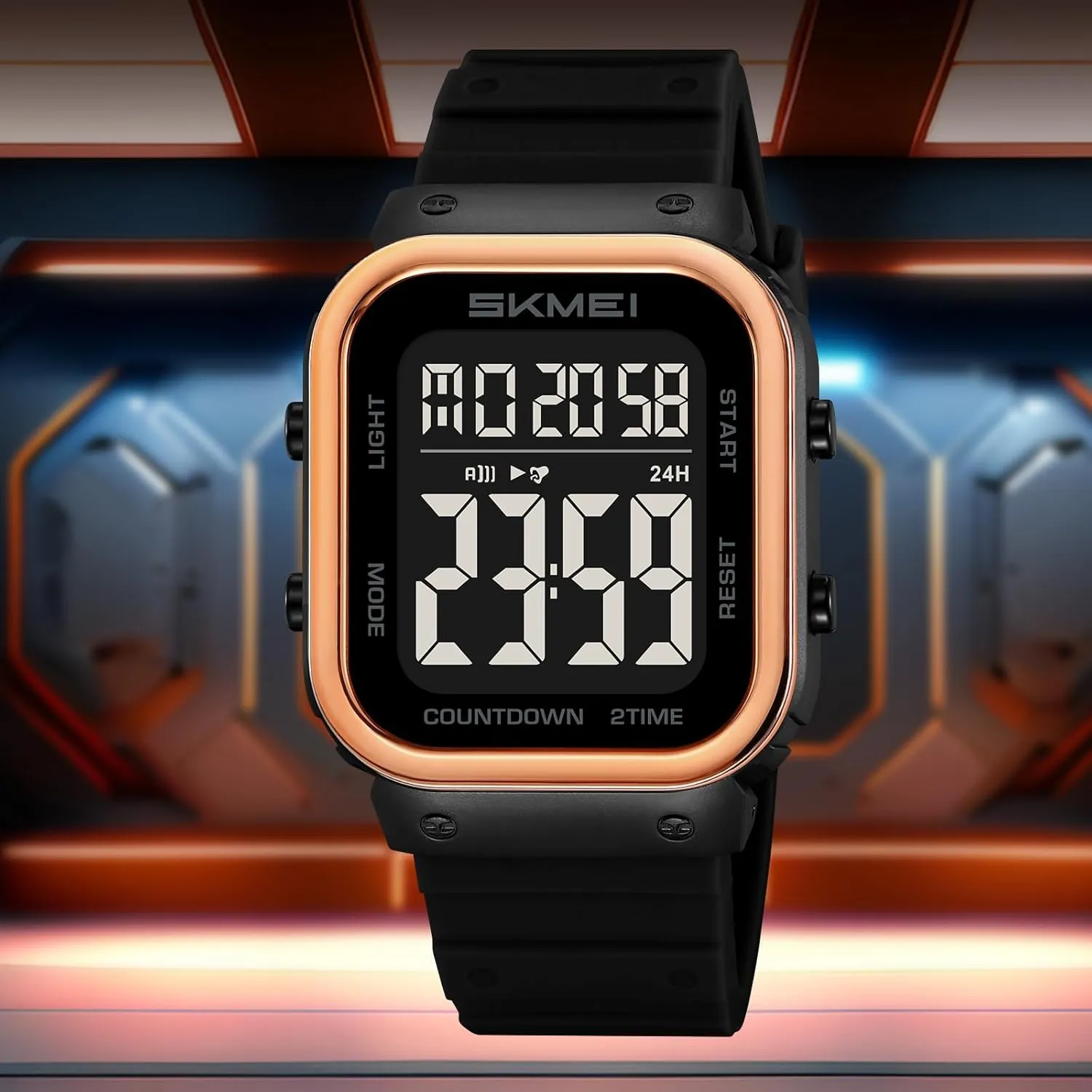 Candy Color Silicone Strap with LED Backlight/Chrono/Alarm/Date FANMIS Classic Square suspension instruction transmit Face Unisex Digital Watch Multifunction Outdoor Sport Casual Waterproof Big Numbers Stopwatch 